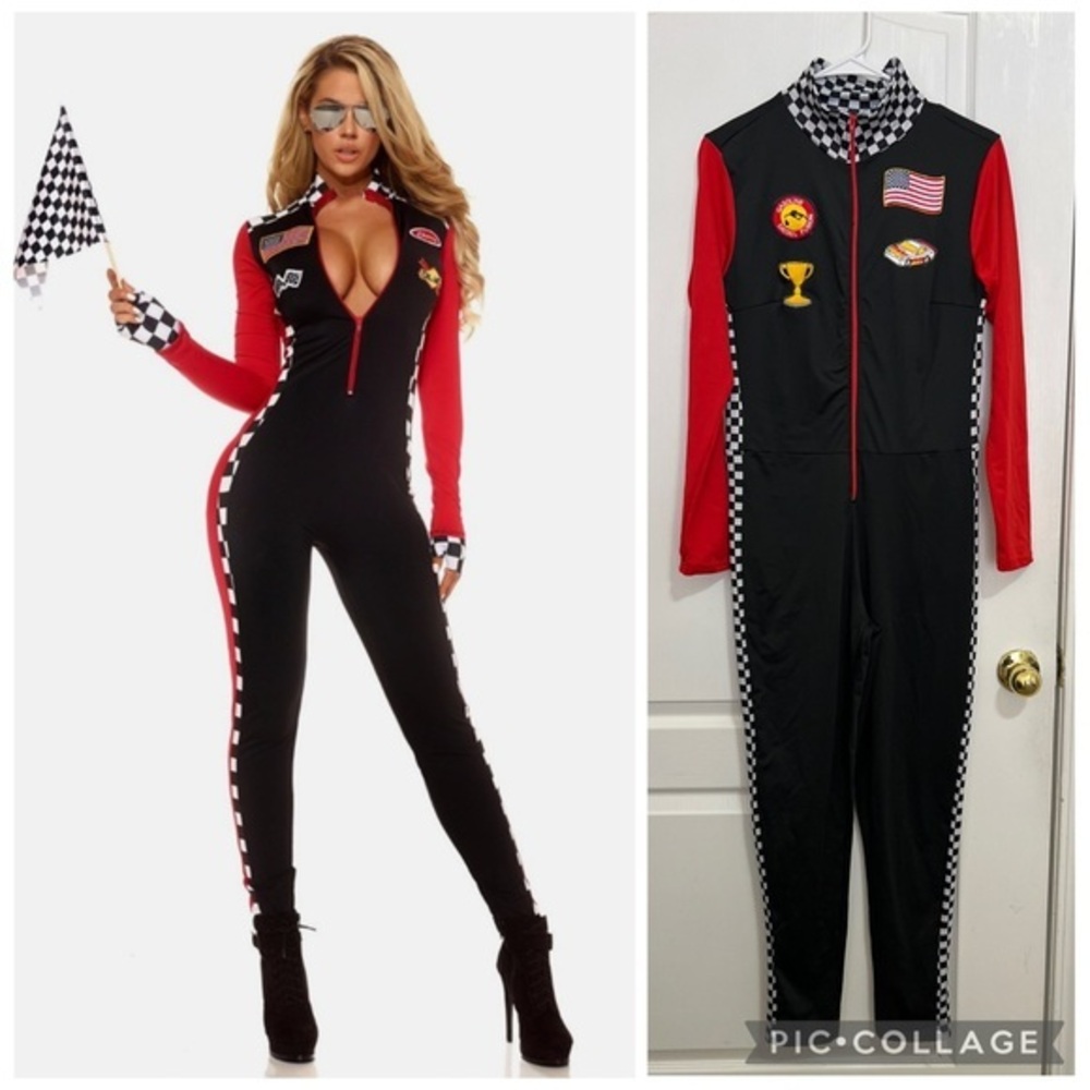 Spirit Racing-Inspired Black and Red Jumpsuit size L